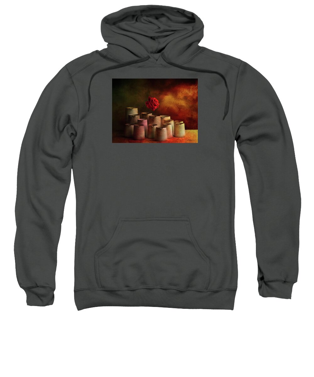 Red Sweatshirt featuring the digital art The Red Rose by Cindy Collier Harris