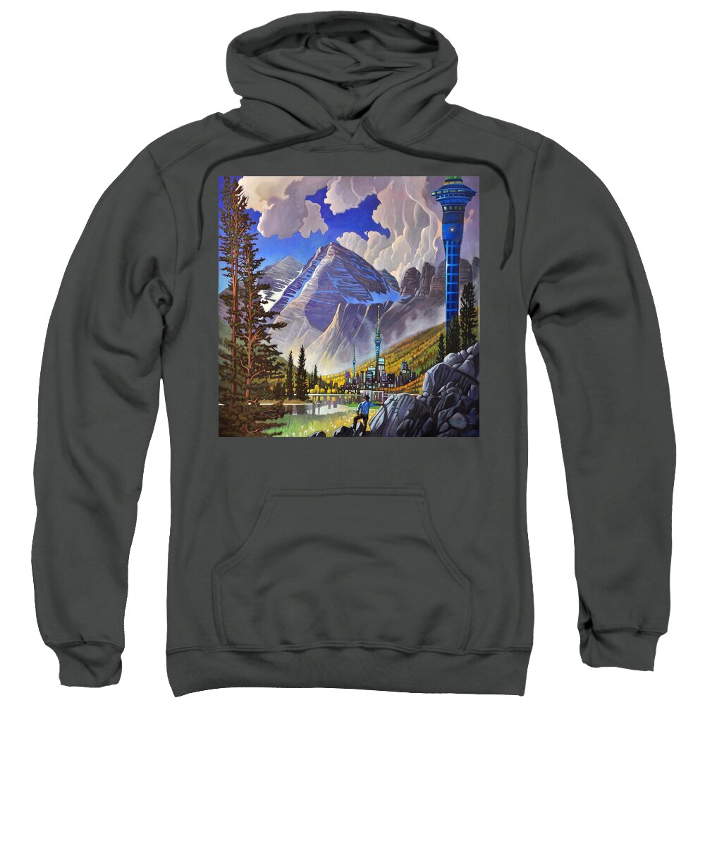 Spires Sweatshirt featuring the painting The Three Towers by Art West