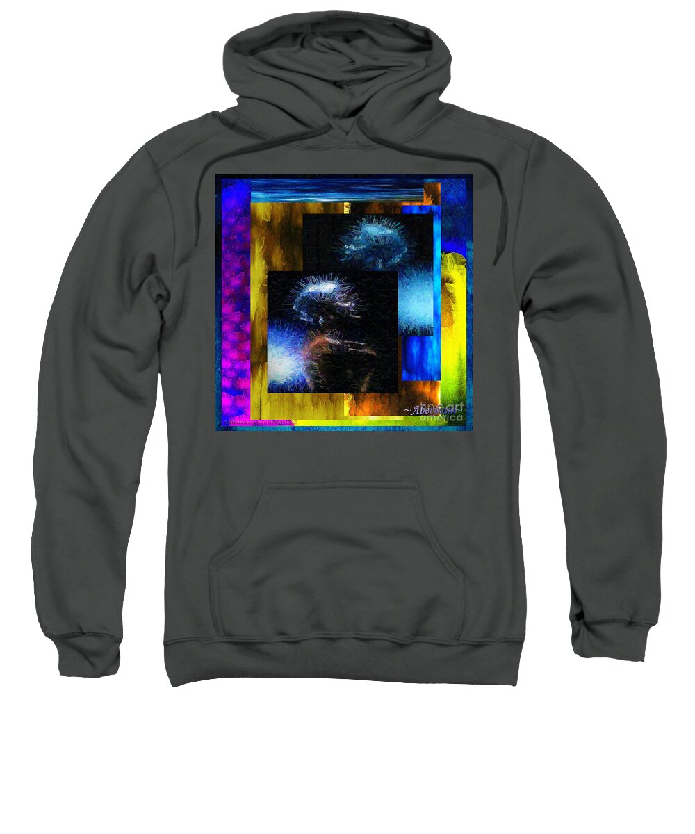 Music Celebrity Sweatshirt featuring the mixed media These Colors I Hear When Nancy Wilson Sings Turned to Blue by Aberjhani