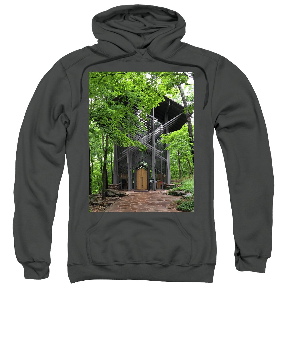 Chapel Sweatshirt featuring the photograph Thorncrown Chapel by Mary Anne Delgado