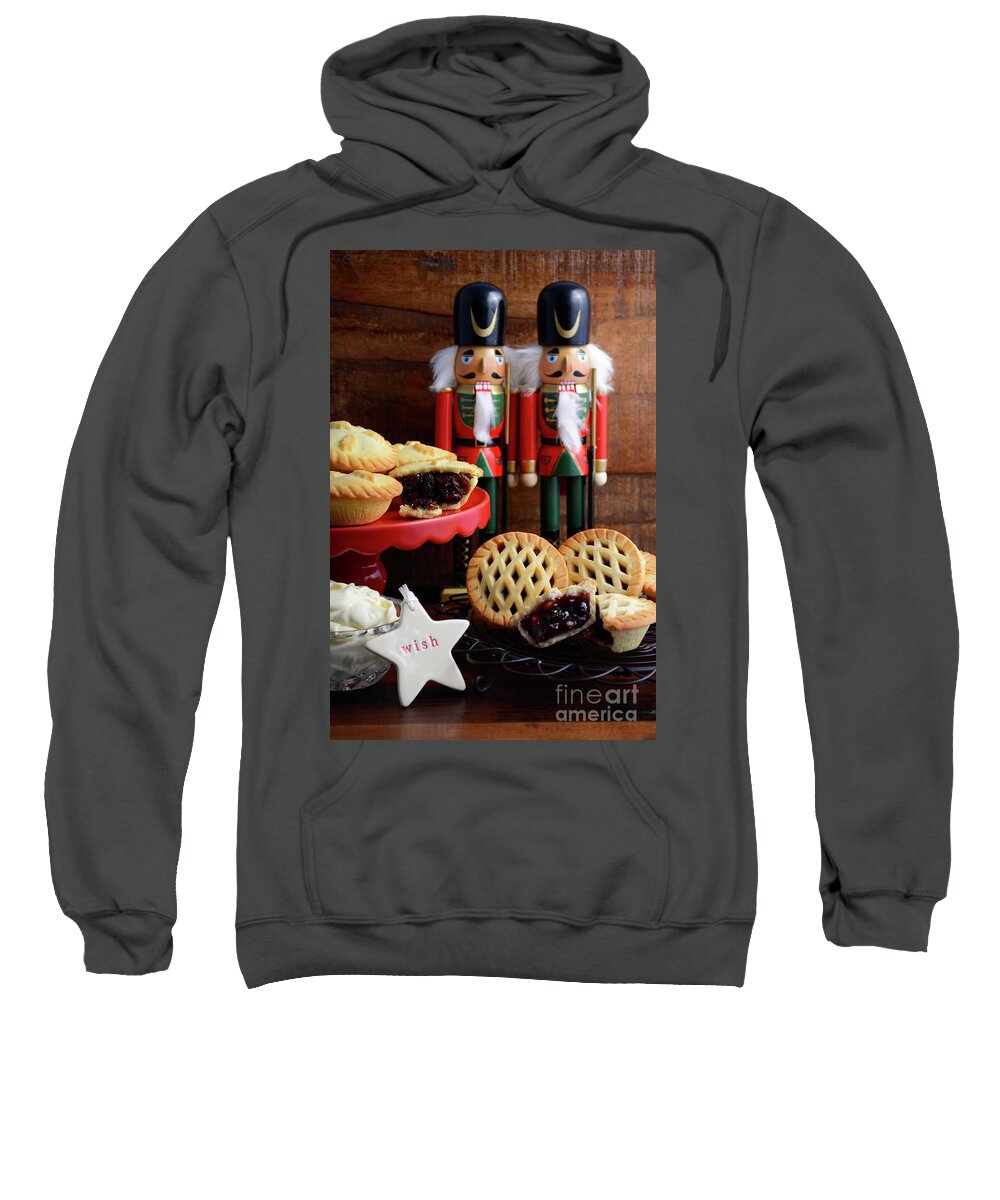 December 25 Sweatshirt featuring the photograph Traditional Christmas Fruit Mince Pies. by Milleflore Images