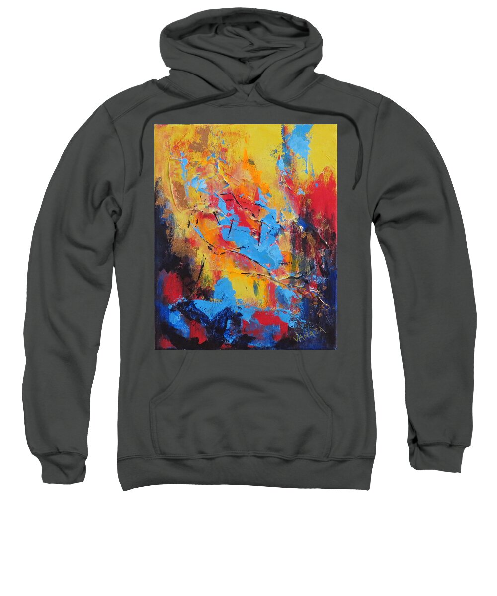 Abstract Sweatshirt featuring the painting Unnamed Abstract-3 by Vanaja's Fine-Art