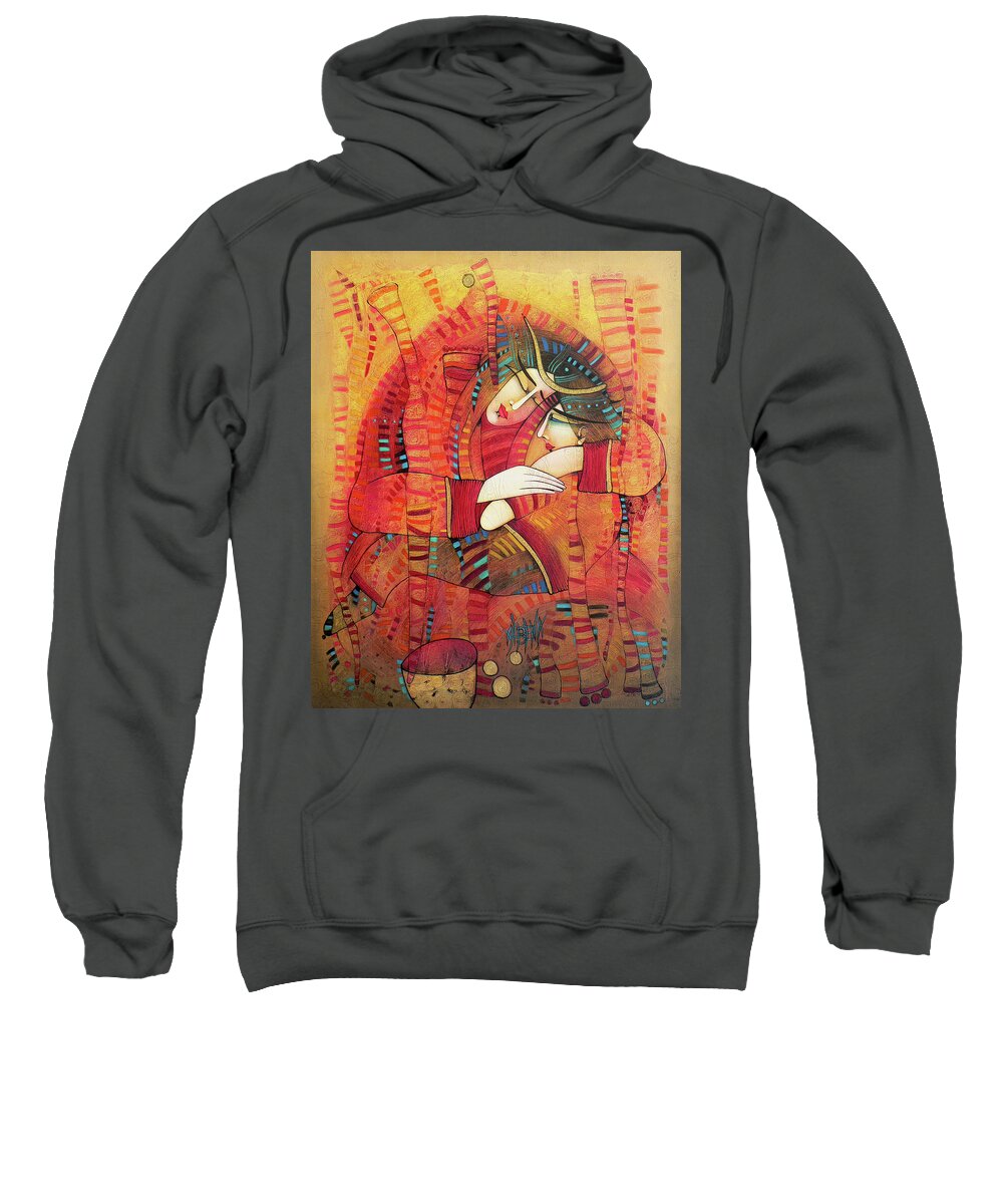 Albena Sweatshirt featuring the painting Urban Madonna by Albena Vatcheva