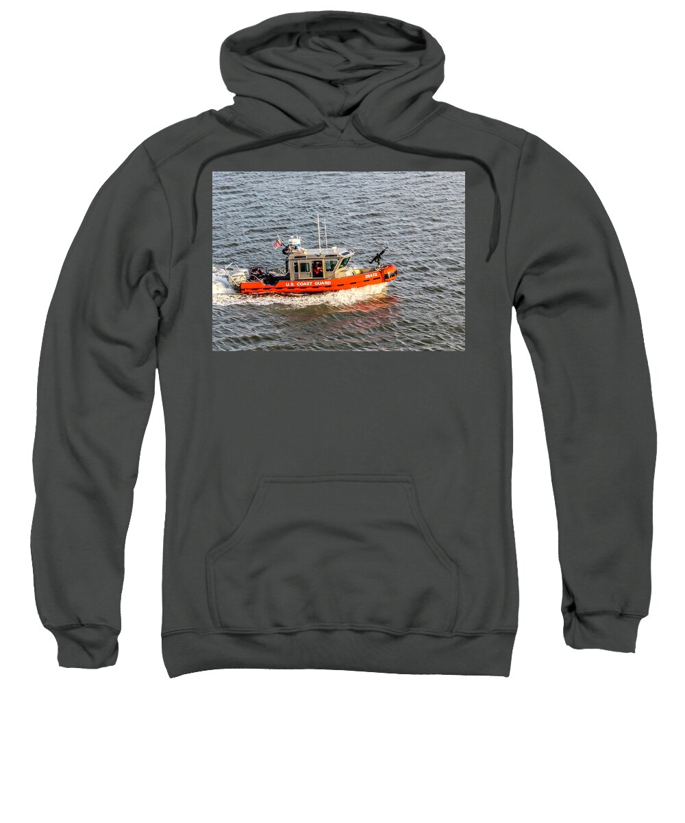 U.s. Coast Guard Sweatshirt featuring the photograph U.S. Coast Guard Defender Boat 25472 by Pheasant Run Gallery