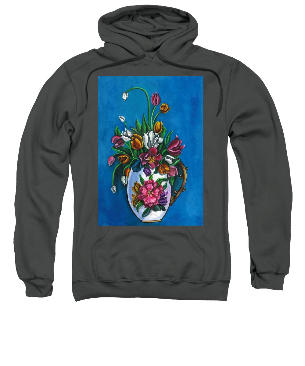 Flowers Sweatshirt featuring the painting Vase of Flowers by Tara Krishna