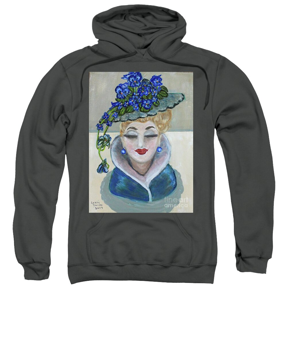 Still Life Sweatshirt featuring the painting Violets in Head Vase by Lyric Lucas