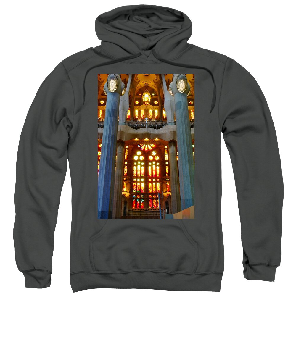 Sagrada Sweatshirt featuring the photograph Warm colors in Sagrada Familia by Patricia Caron