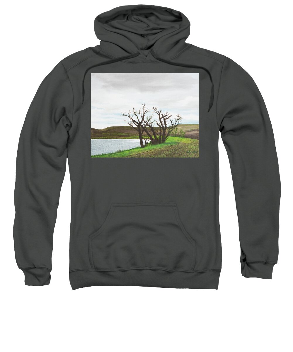 Trees Sweatshirt featuring the painting Watering Hole by Gabrielle Munoz