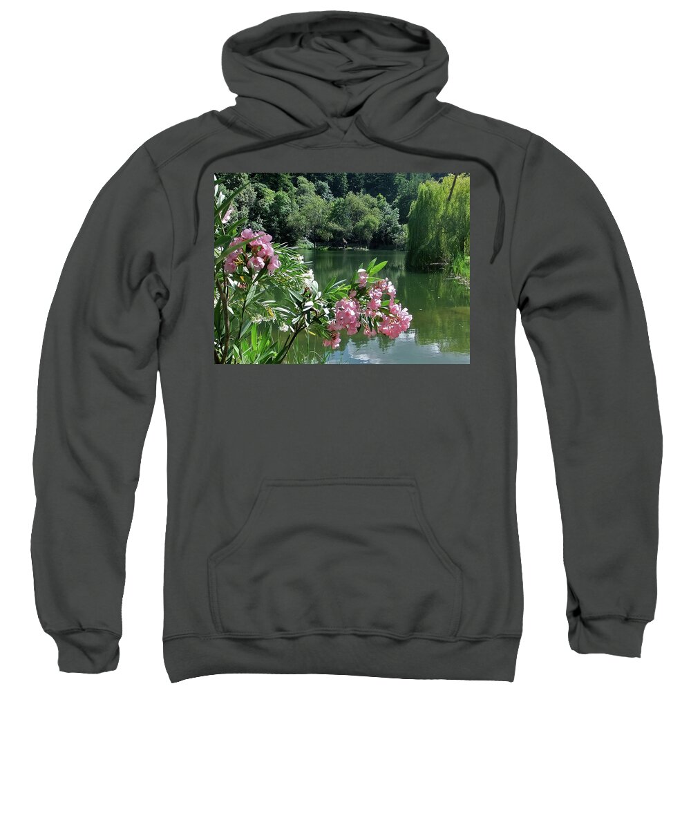 Flowers Sweatshirt featuring the photograph Weeping Willow Pond by Kathy Chism