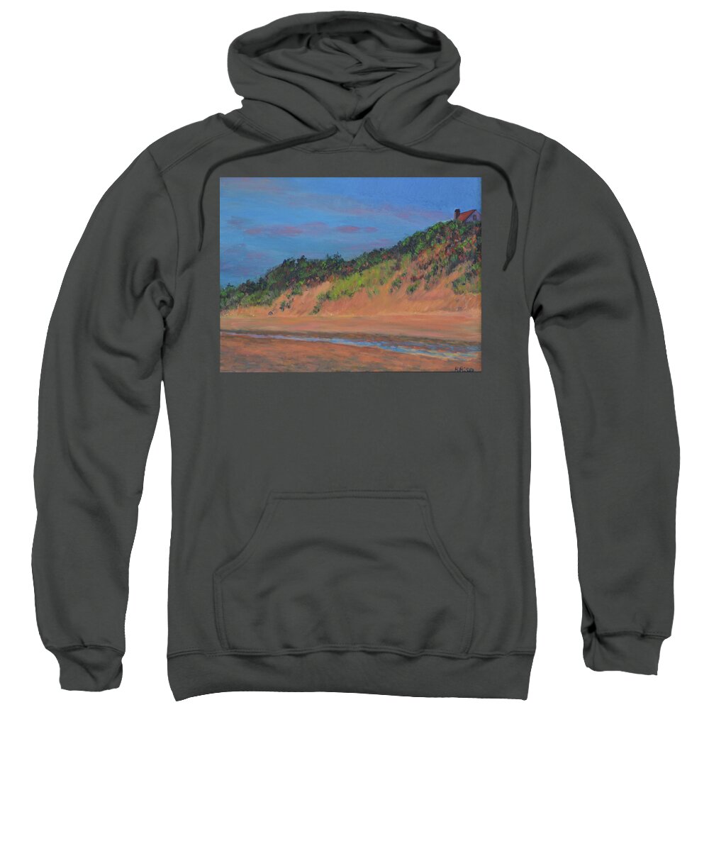 Wellfleet Sweatshirt featuring the painting Wellfleet Beach by Beth Riso