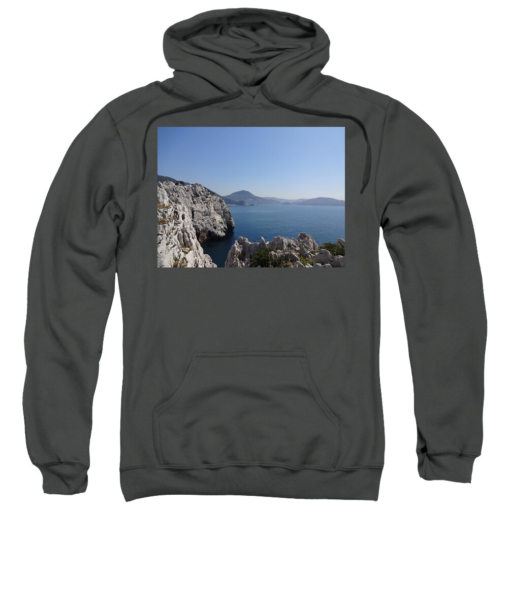 Sea Sweatshirt featuring the photograph White Rocks by Yujun