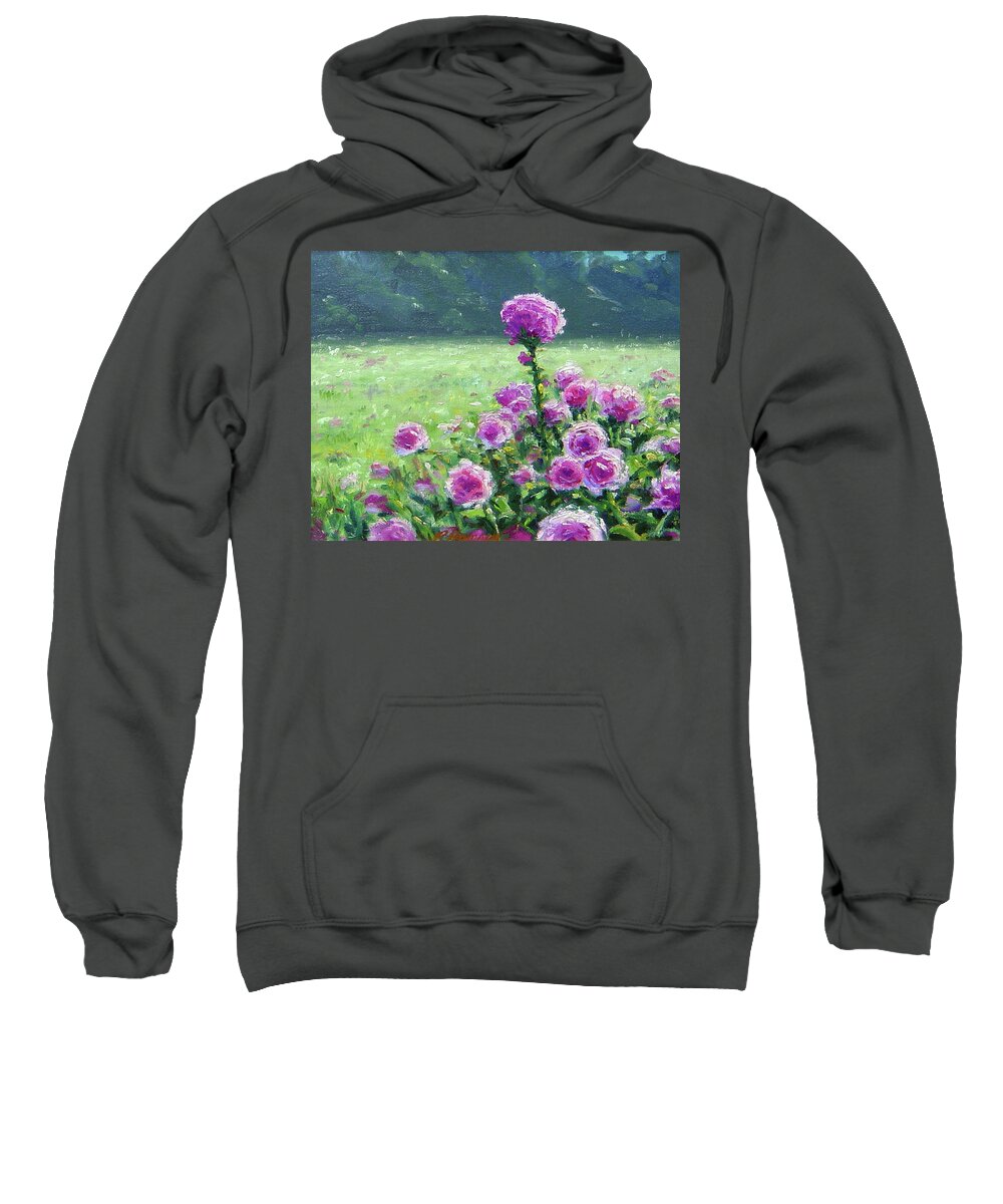 Garden Sweatshirt featuring the painting Wild Roses by Rick Hansen