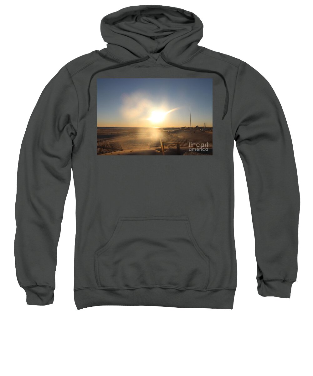 Winter Sunset At Jones Beach Sweatshirt featuring the photograph Winter Sunset At Jones Beach by Barbra Telfer
