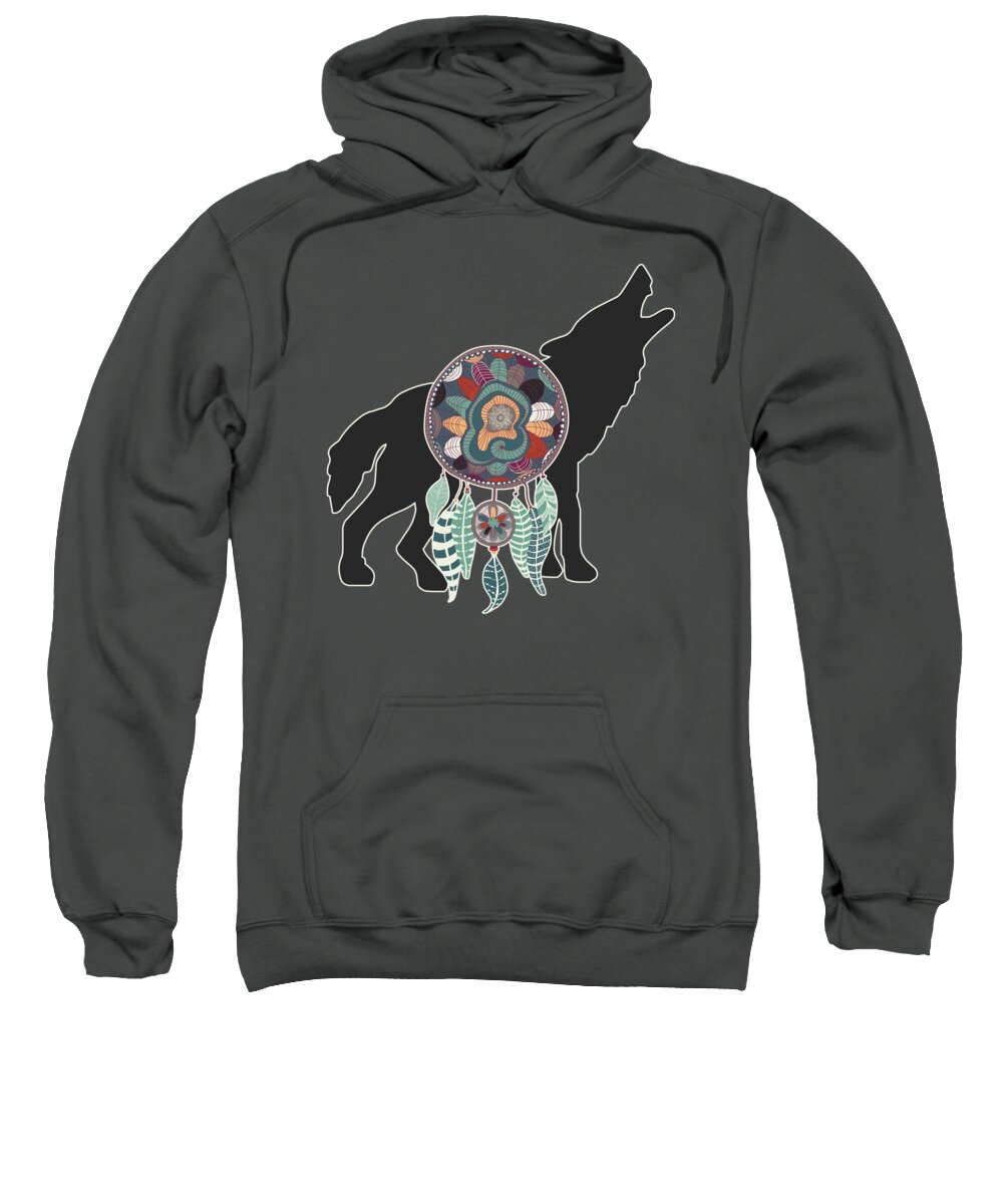 Wolf Sweatshirt featuring the digital art Wolf Native American Animal Spirit Dream Catcher by Doreen Erhardt