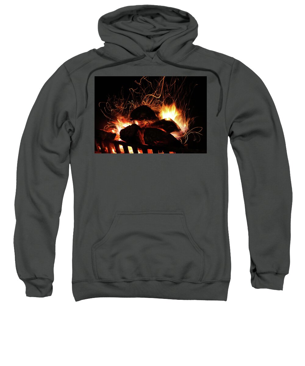 Wood Flames and Adult Pull-Over Hoodie Stamp City Pixels