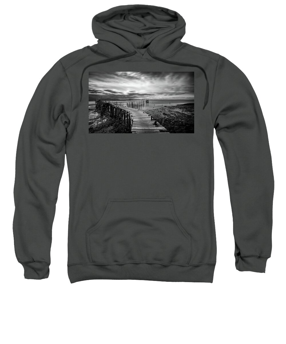 Seascapes Sweatshirt featuring the photograph Wooden fishing Piers by Michalakis Ppalis