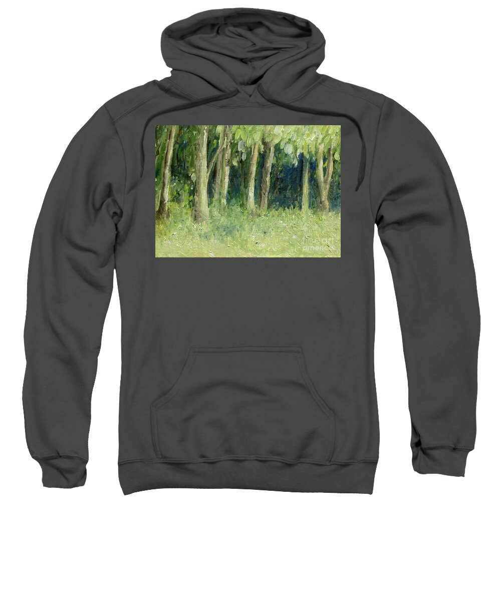 Oil Painting Sweatshirt featuring the painting Woodland Tree Line by Laurie Rohner