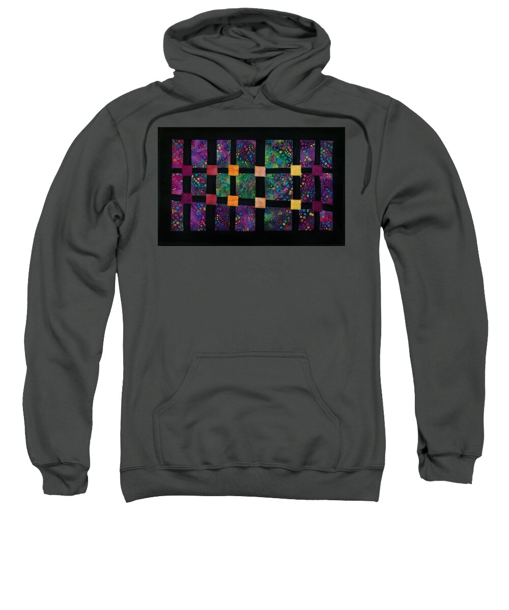 Art Quilt Sweatshirt featuring the tapestry - textile Xyla-Nebula-Phone by Pam Geisel