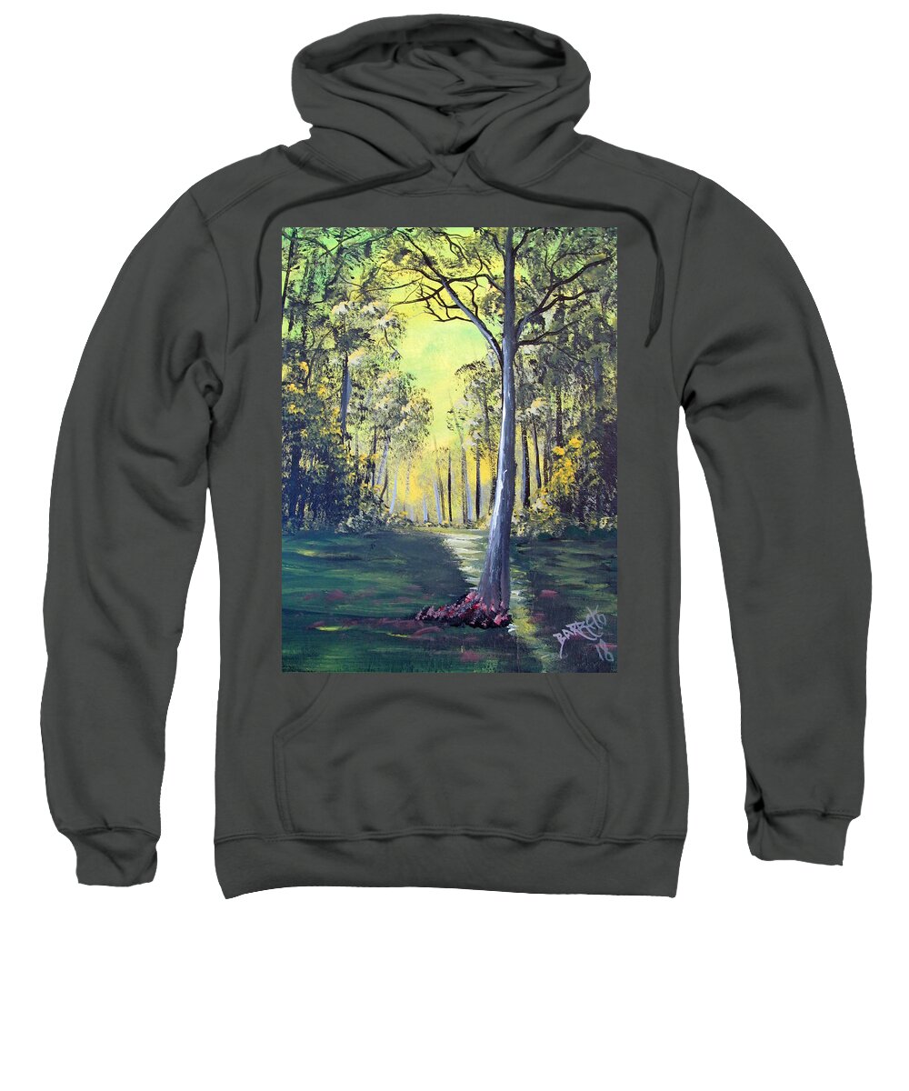 Yelow Forest Sweatshirt featuring the painting Yellow Forrest by Gloria E Barreto-Rodriguez