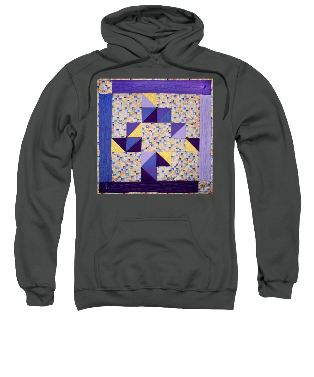 Art Quilt Sweatshirt featuring the tapestry - textile Zodiac by Pam Geisel