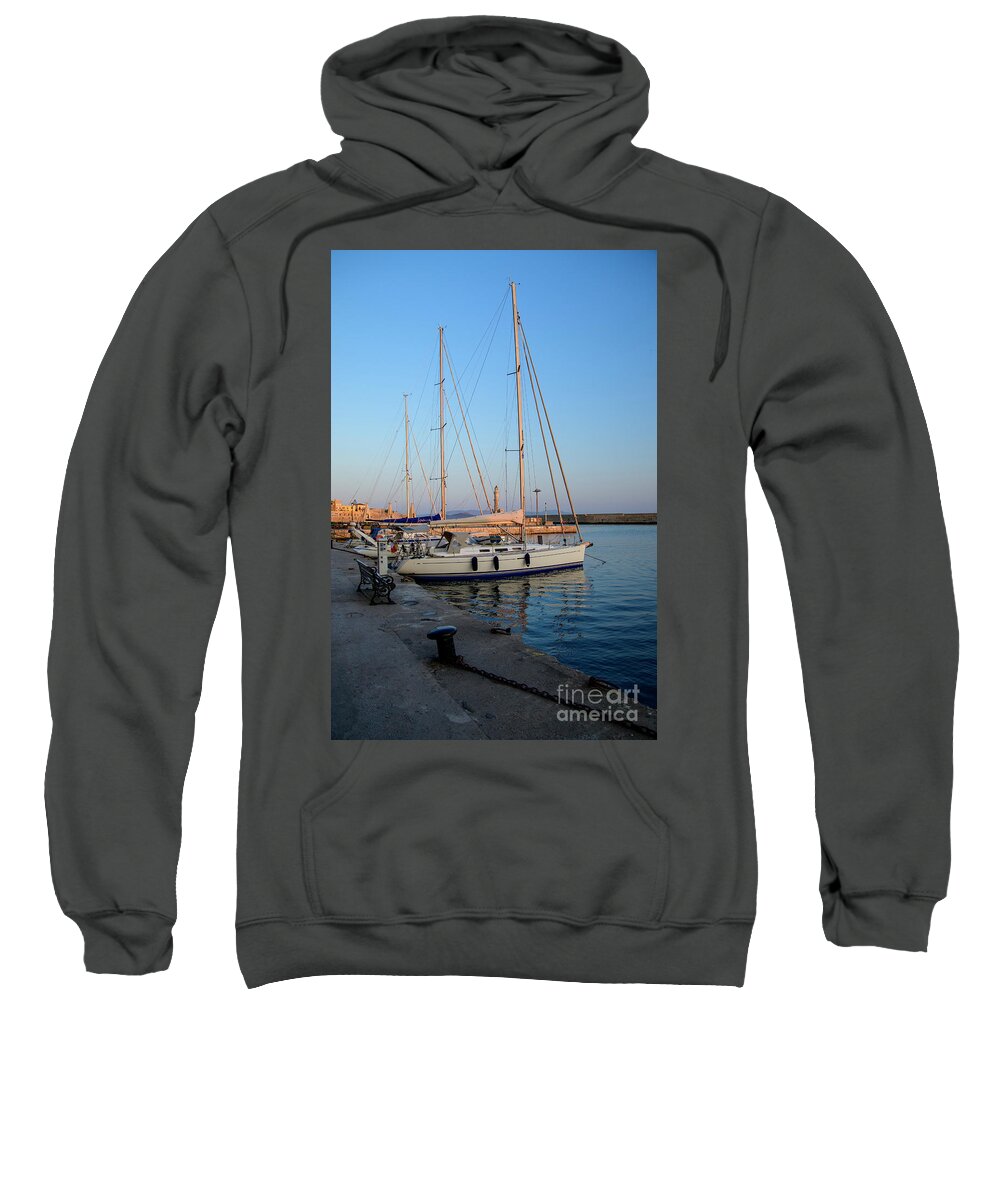Chania Sweatshirt featuring the photograph Chania Harbor #1 by Patrick Nowotny