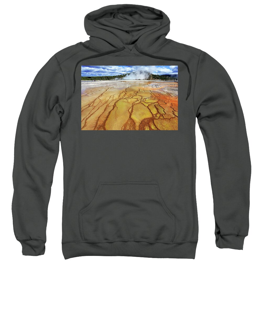 Grand Prismatic Spring Sweatshirt featuring the photograph Grand Prismatic Spring in Yellowstone #1 by Shixing Wen