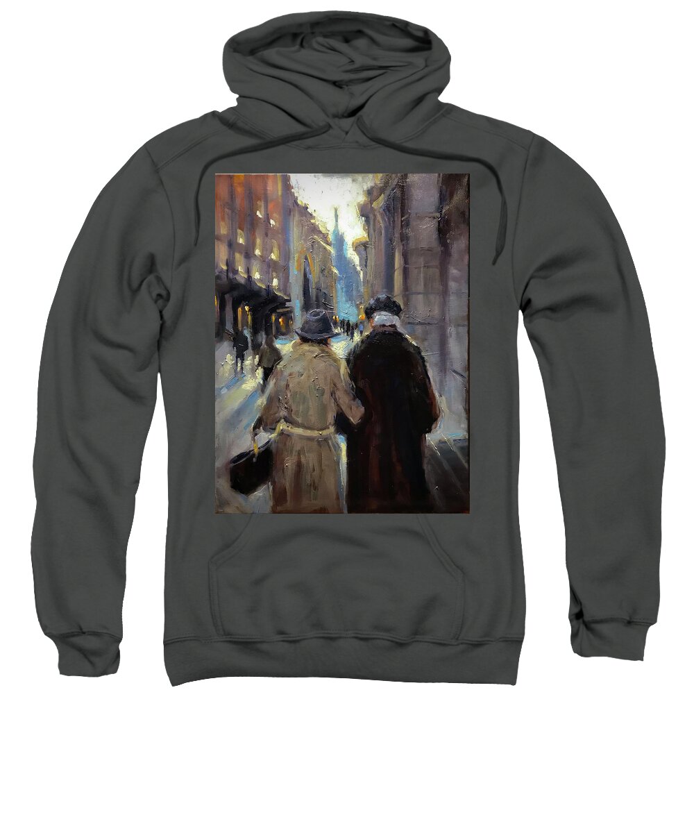 Couple Sweatshirt featuring the painting Growing Old Together by Ashlee Trcka