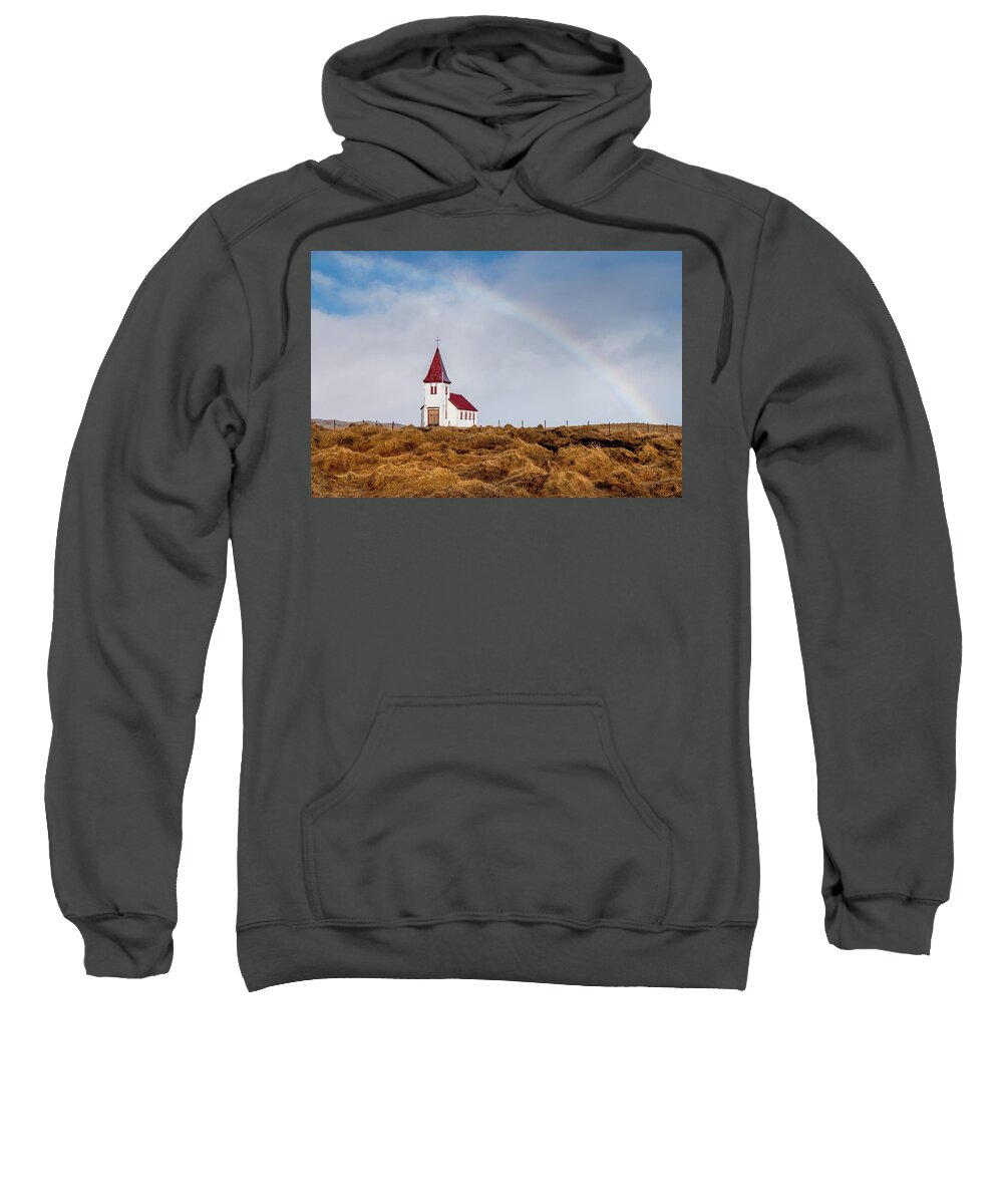Iceland Sweatshirt featuring the photograph Hellnar church in Snaefellsnes peninsula at Western Iceland. #1 by Michalakis Ppalis