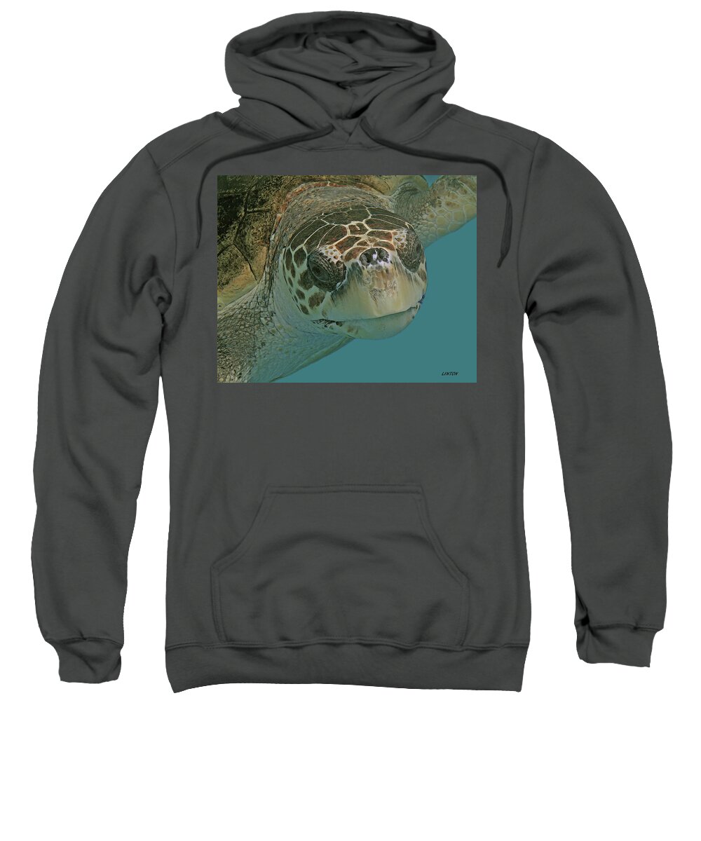 Loggerhead Turtle Sweatshirt featuring the digital art LOGGERHEAD SEA TURTLE cps #1 by Larry Linton