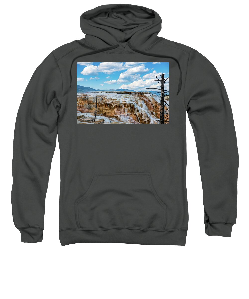 Yellowstone Sweatshirt featuring the photograph Mammoth Hot Springs #1 by Rose Guinther