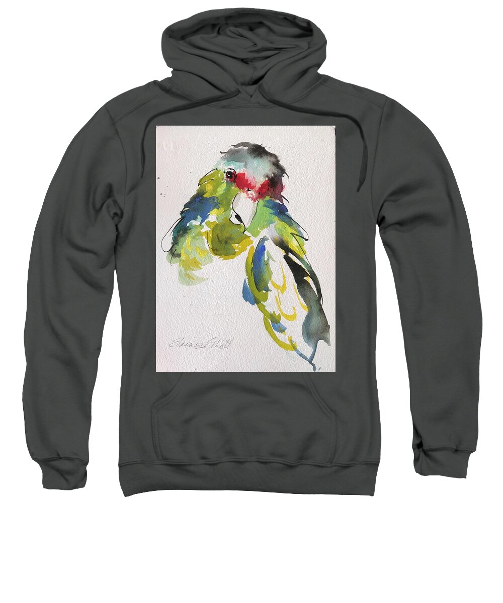 Tropical Birds Sweatshirt featuring the painting Parrot Portrait #1 by Elaine Elliott