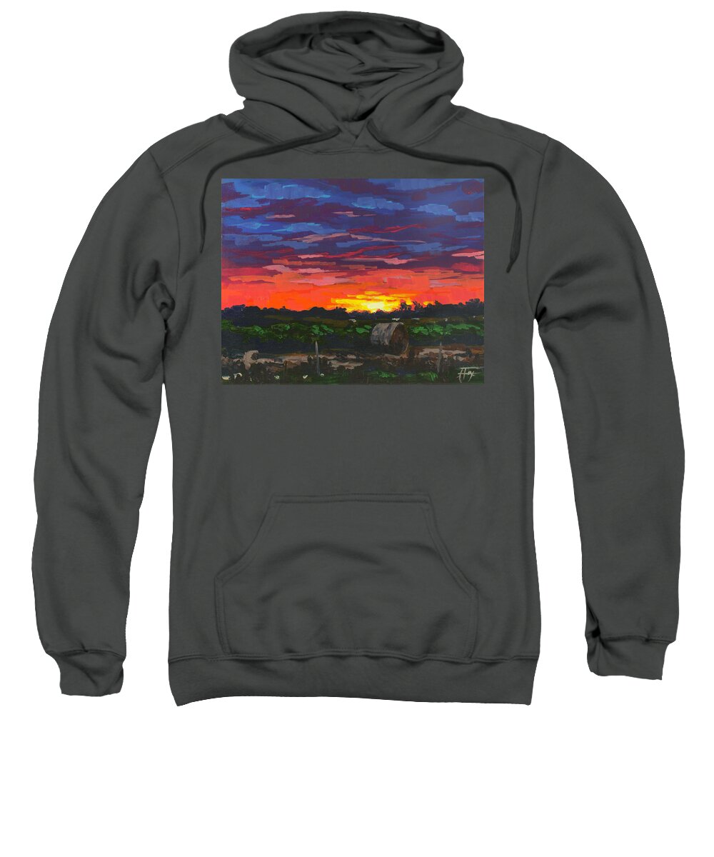 Houston Sweatshirt featuring the painting Sunset Soliloquy #1 by Allison Fox
