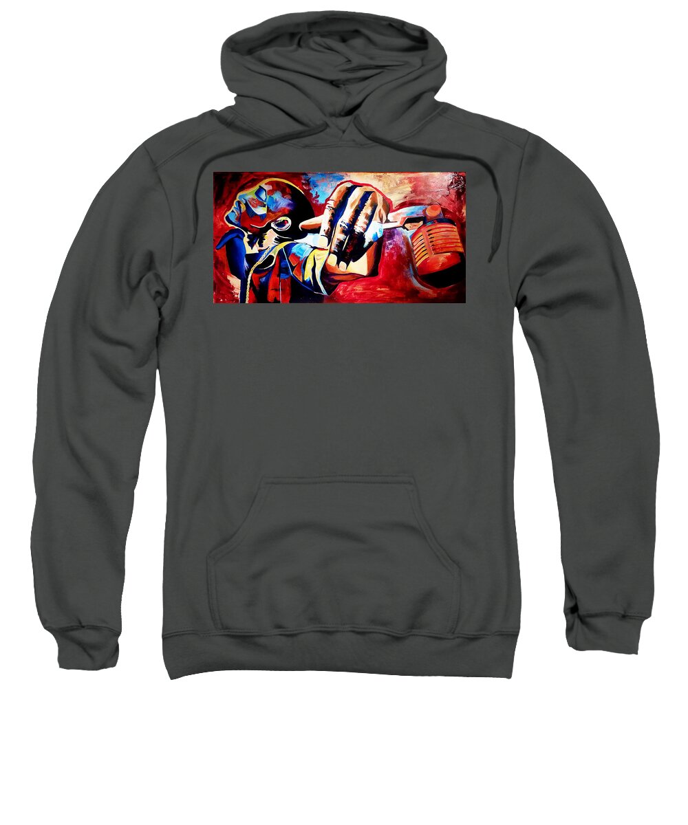 Rakim The God Sweatshirt featuring the painting The 18th Letter #1 by Femme Blaicasso