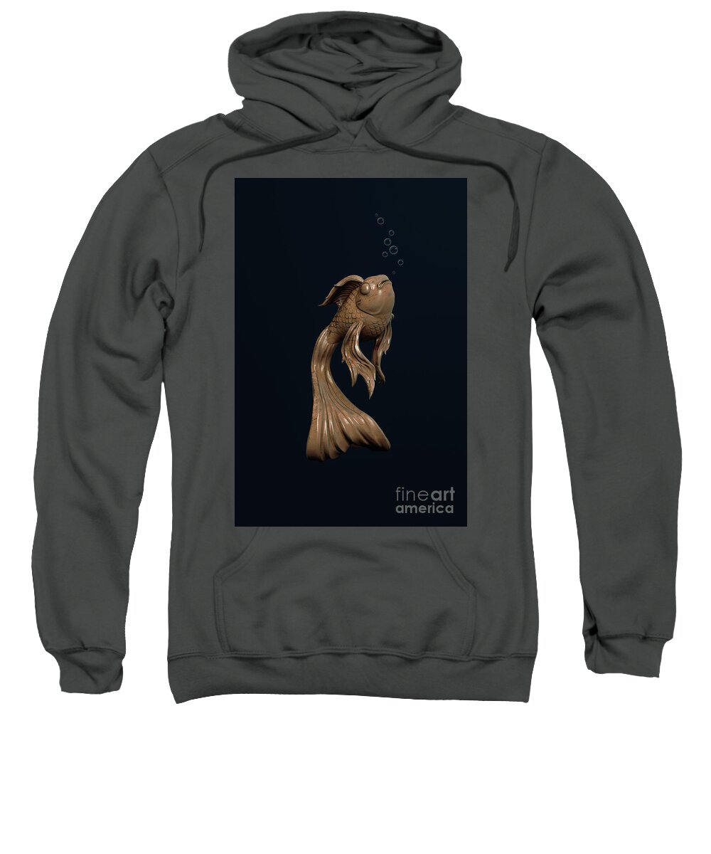 Goldfish Sweatshirt featuring the digital art Goldfish Underwater #2 by Allan Swart