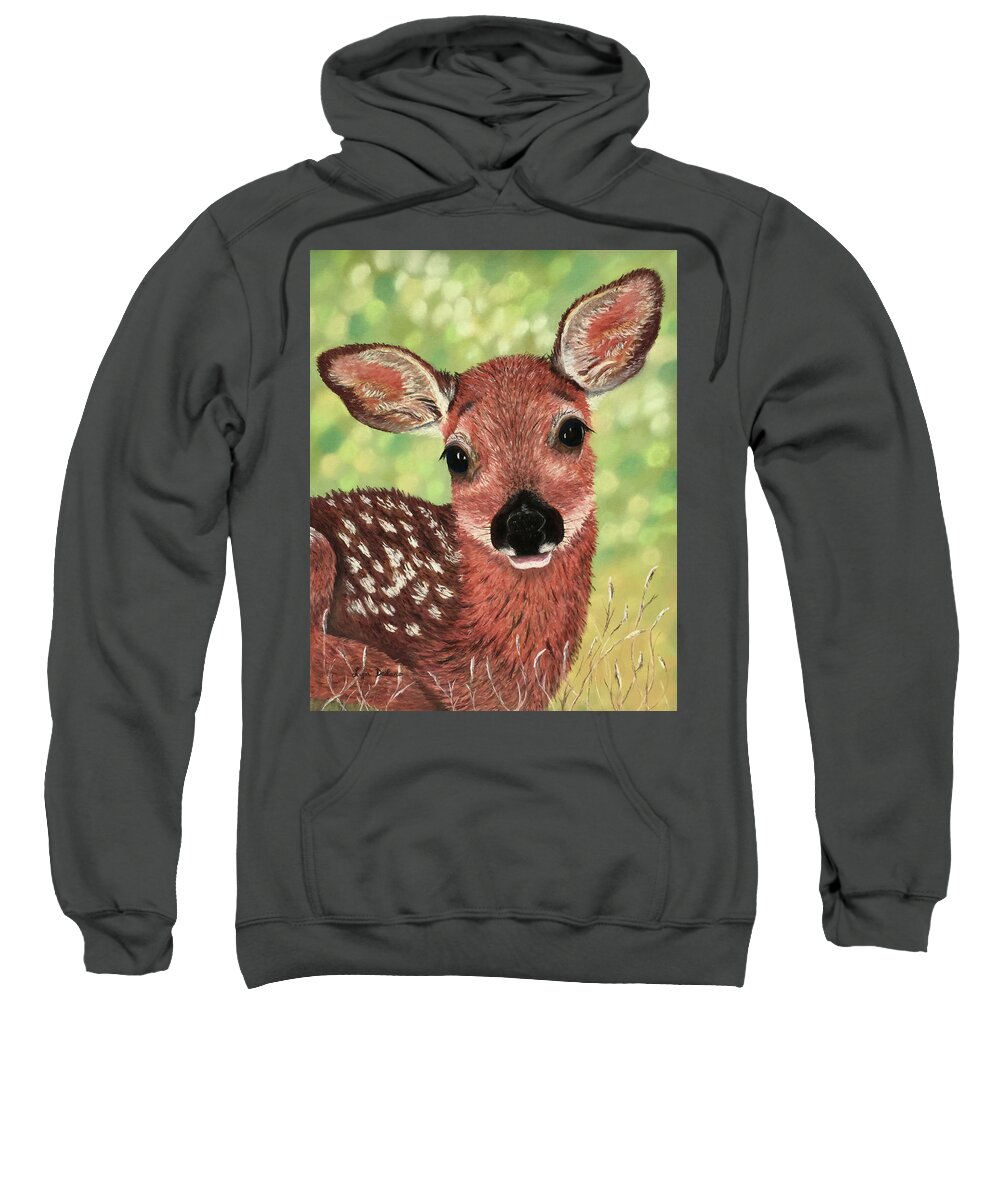 Deer Sweatshirt featuring the pastel Little Fawn #1 by Lyn DeLano