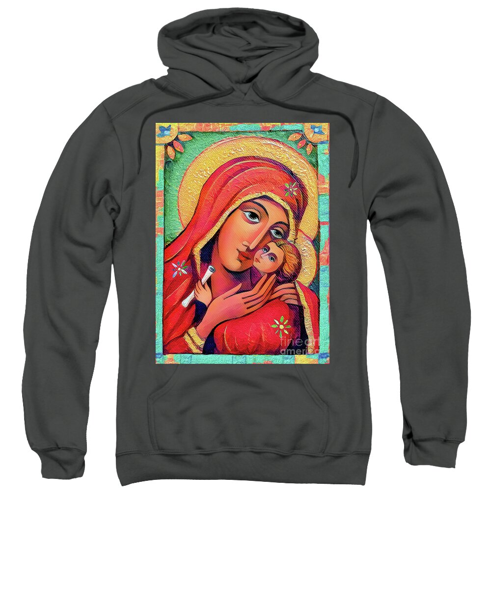 Mother And Child Sweatshirt featuring the painting Madonna and Child #2 by Eva Campbell