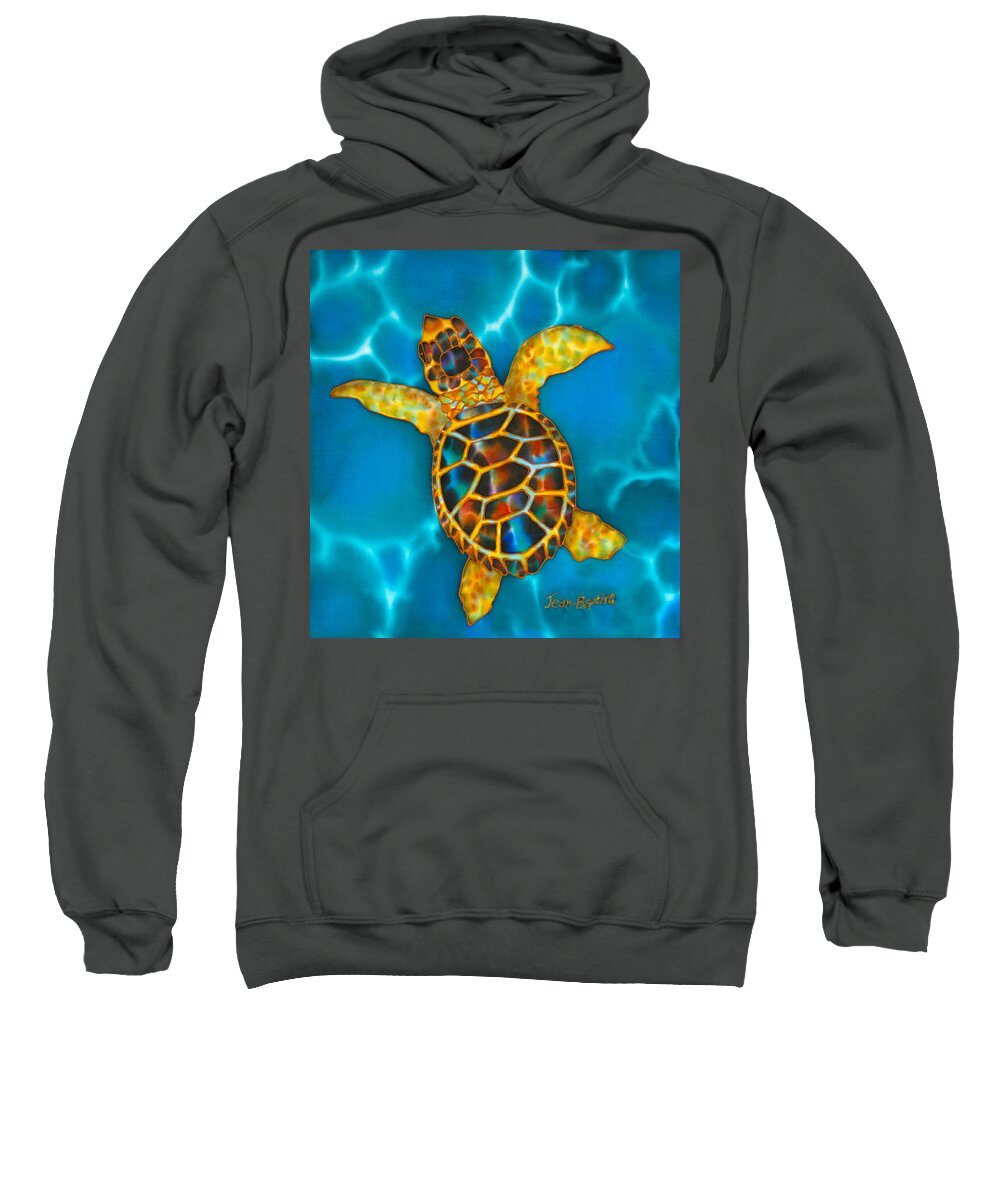 Sea Turtle Sweatshirt featuring the painting Opal Sea Turtle #1 by Daniel Jean-Baptiste