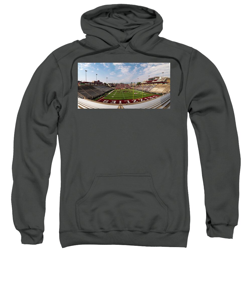 University Of Montana Campus Sweatshirt featuring the photograph Washington Grizzly Stadium at the University of Montana by Eldon McGraw