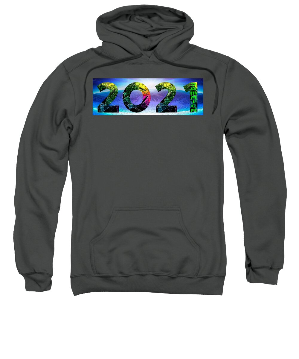 2021 Sweatshirt featuring the digital art 2021 Jamaica 1 by Aldane Wynter