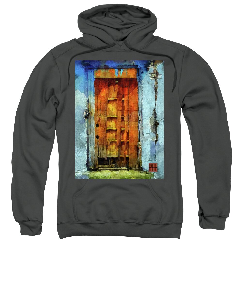 Architecture Sweatshirt featuring the mixed media 284 Architectural Detail Blue House Door, Wuhan, China by Richard Neuman Architectural Gifts