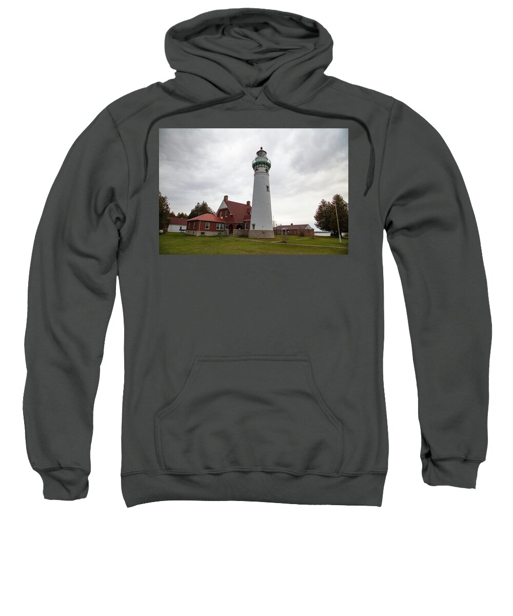 Gulliver Sweatshirt featuring the photograph Seul Choix Point Lighthouse in Gulliver Michigan by Eldon McGraw