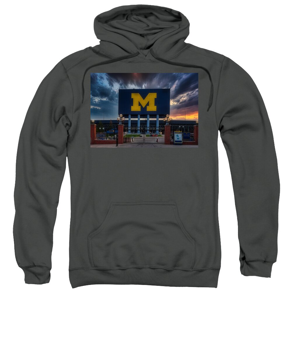Michigan Stadium Sweatshirt featuring the photograph The Big House #3 by Mountain Dreams