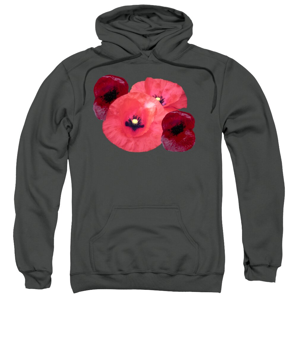 Four Sweatshirt featuring the photograph 4 Poppies by Pics By Tony