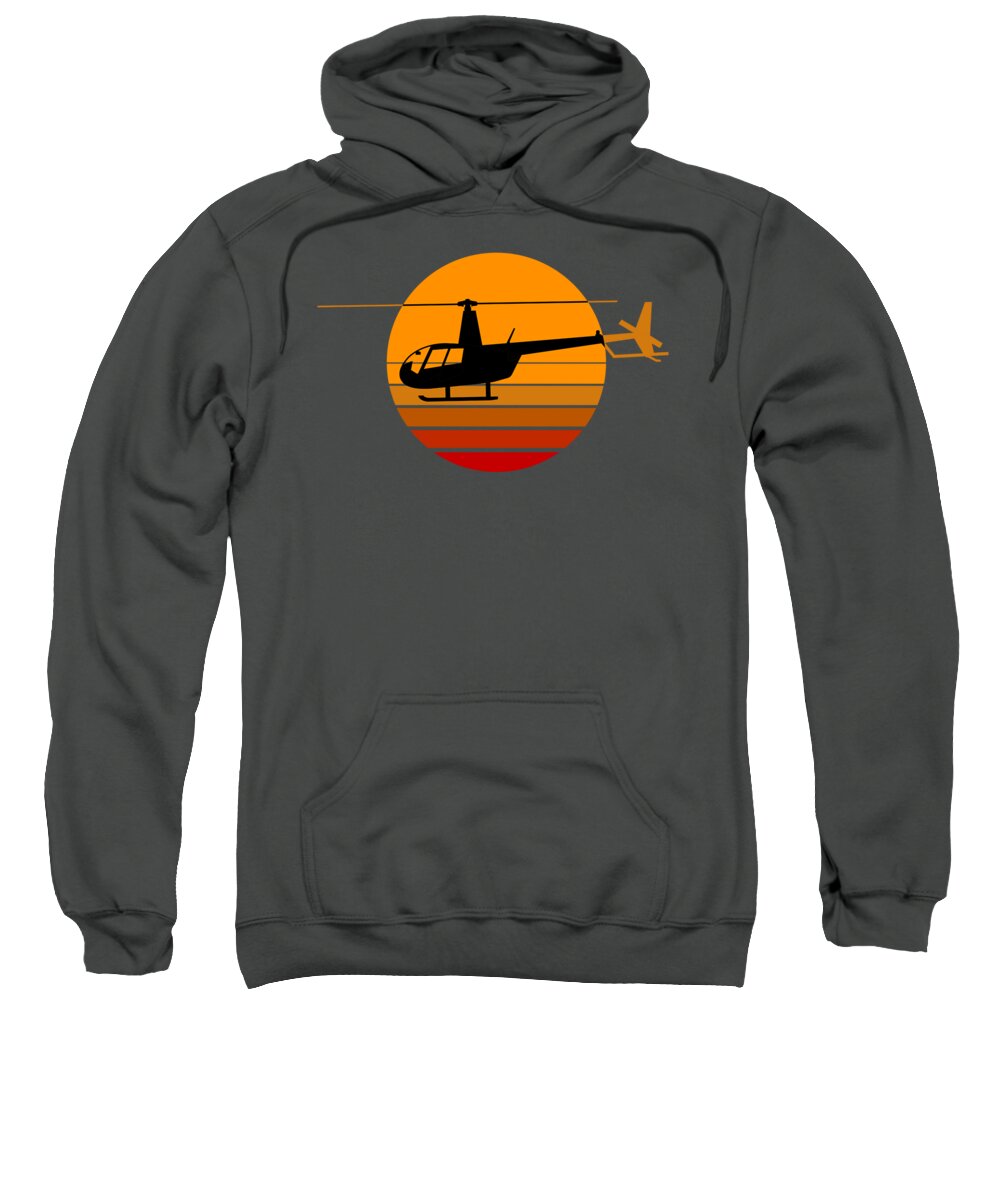 Helicopter Sweatshirt featuring the digital art R44 Helicopter For Men Women Kids - Heli Pilot Aviation Helo #4 by Mercoat UG Haftungsbeschraenkt