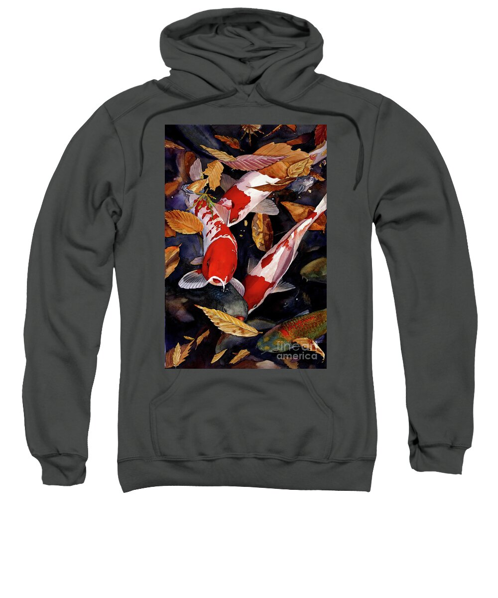  Sweatshirt featuring the painting #417 Koi and Leaves #417 by William Lum