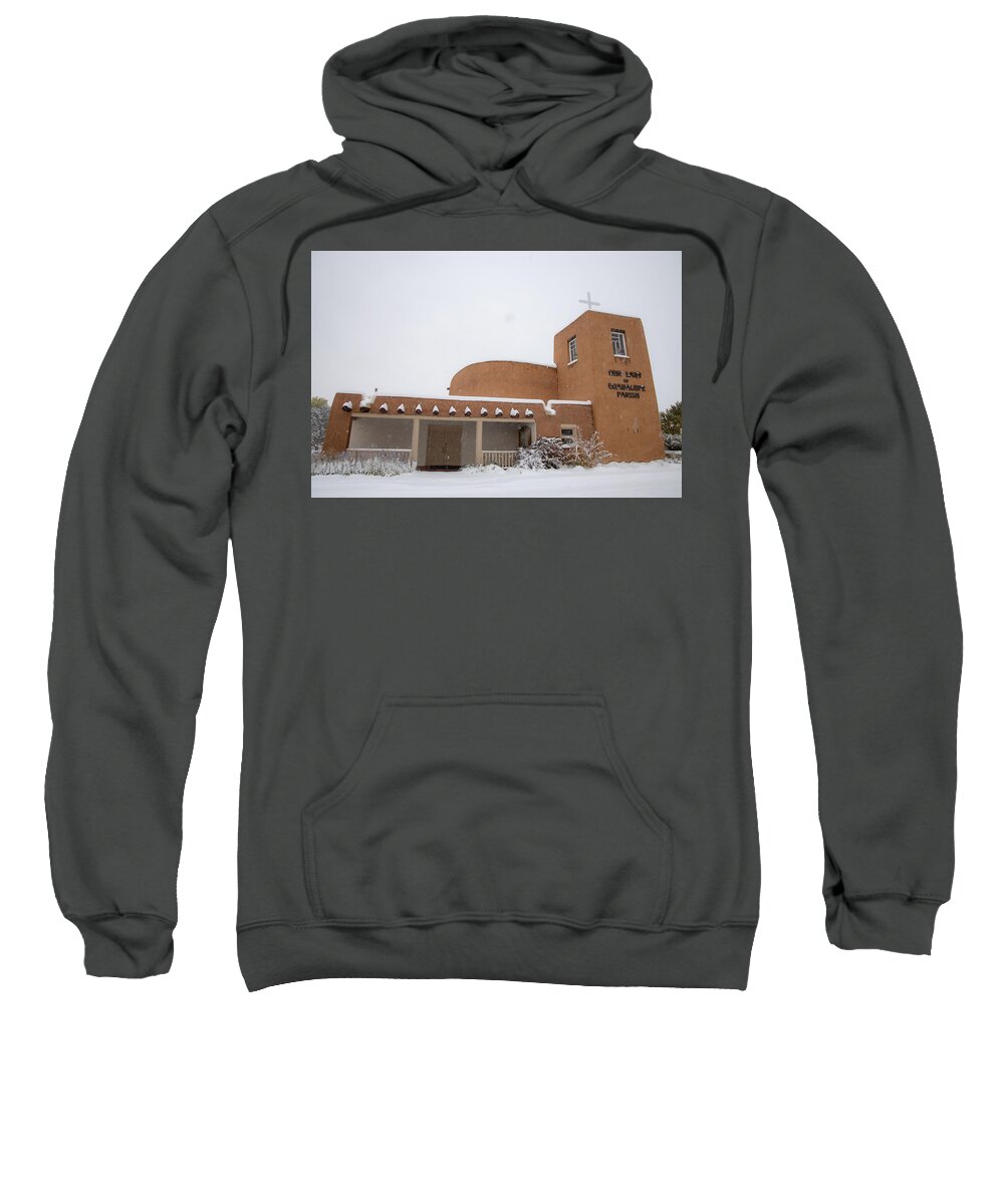 Taos Sweatshirt featuring the photograph Our Lady of Guadalupe Catholic Church #6 by Elijah Rael