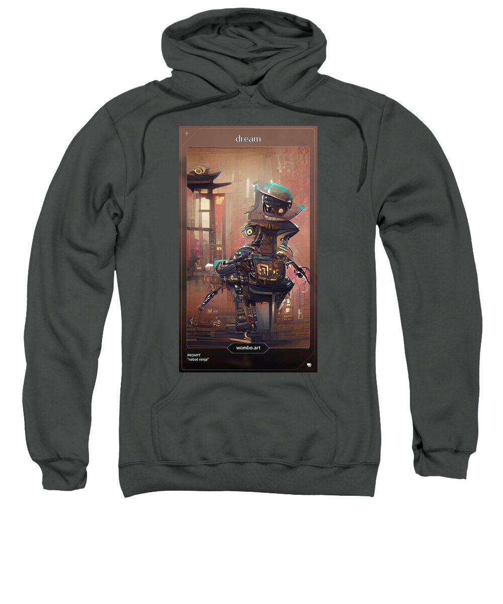 Abstract Sweatshirt featuring the digital art Robot Ninja 1 by Denise F Fulmer