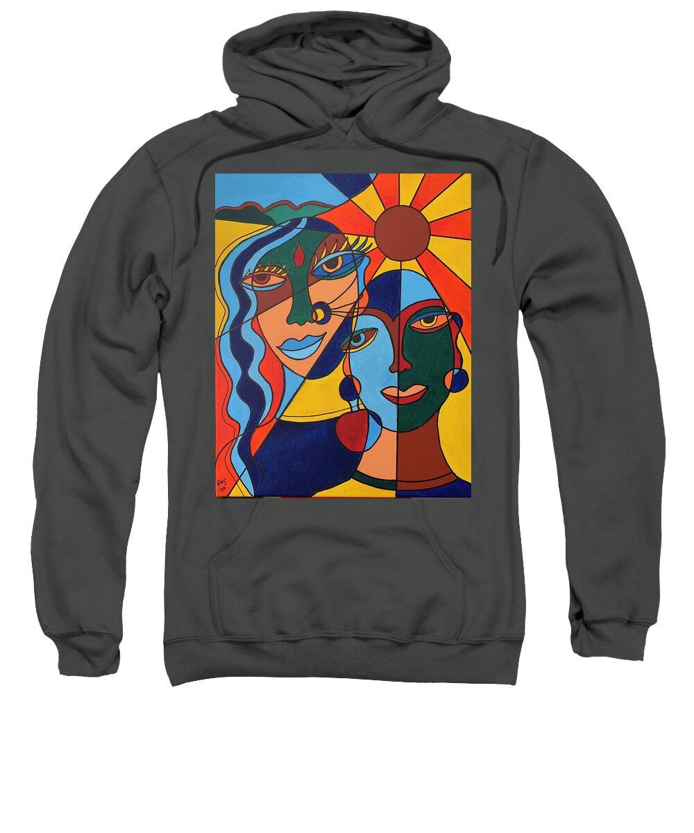 Cubism Sweatshirt featuring the painting A Couple by Raji Musinipally