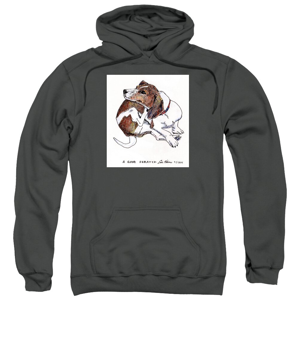 Dachshund Sweatshirt featuring the drawing A Good Scratch by Eric Haines