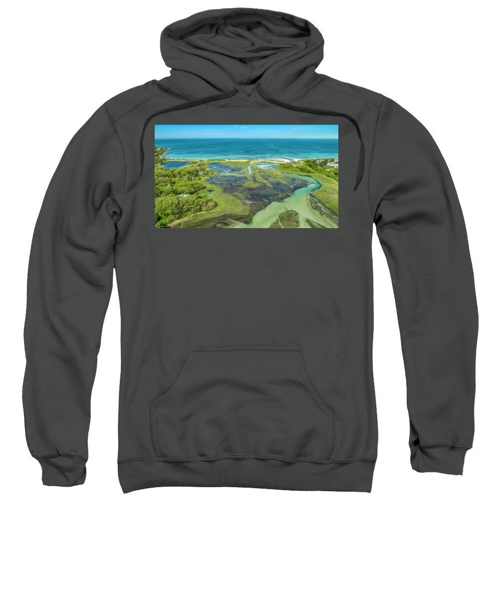 Woodneck Beach Sweatshirt featuring the photograph A Hidden Treasure by Veterans Aerial Media LLC